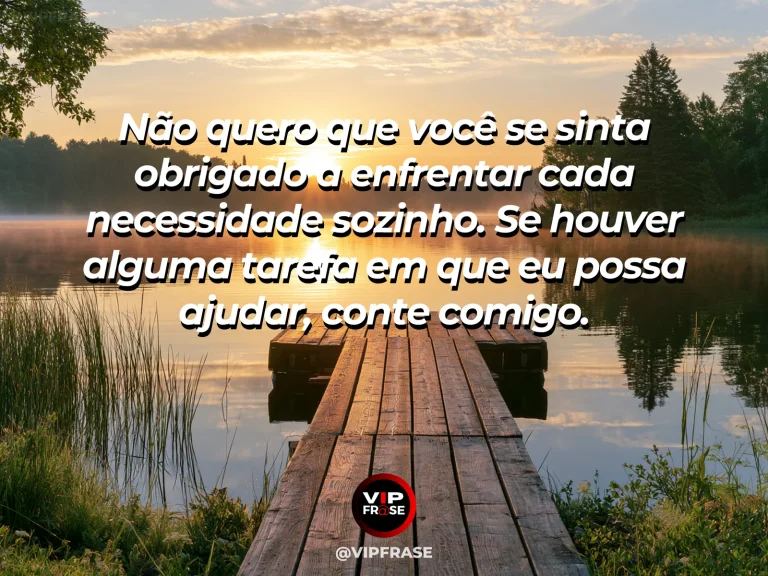 Frase de luto para enviar condolências, com banco de madeira diante de lago.