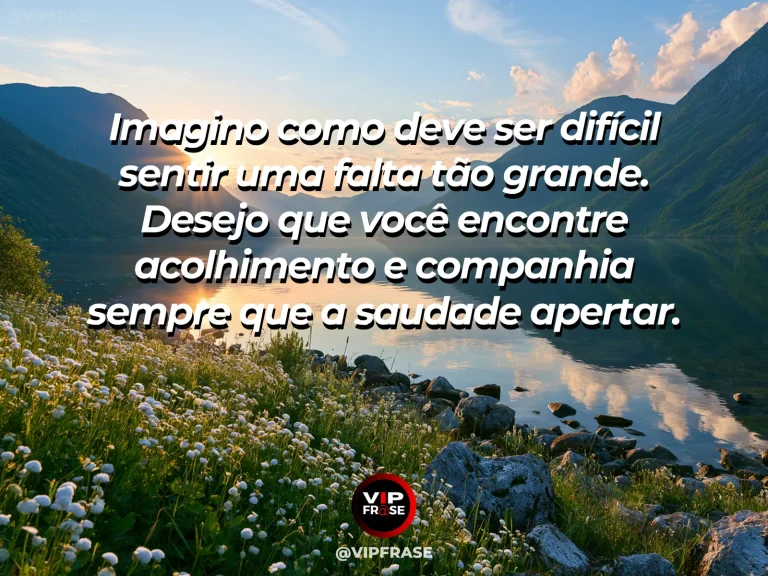 Frase de luto para confortar alguém, com lago calmo com margem florida.