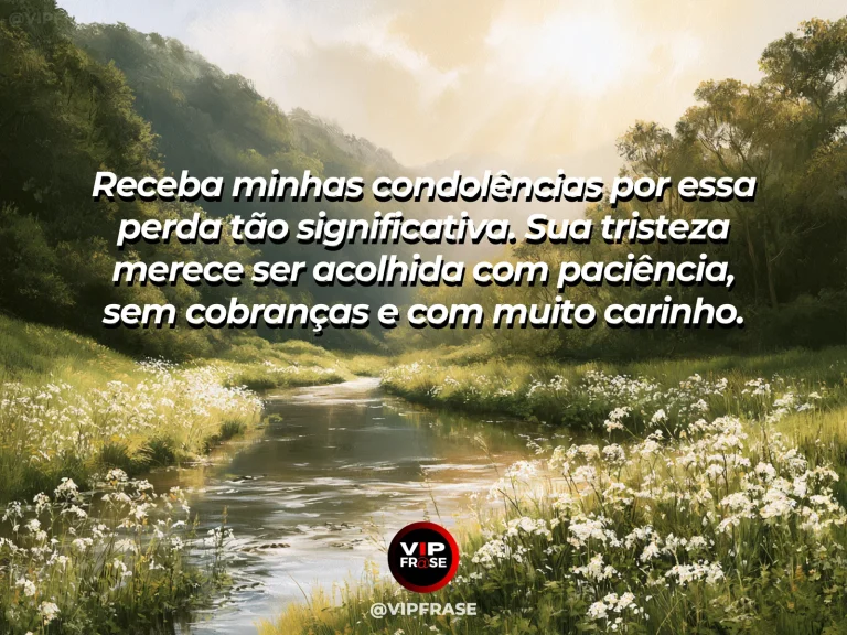 Frase de luto para enviar condolências, com vale florido ao nascer do sol.