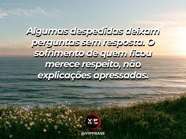 Frase de luto sobre memória e perda, com horizonte sobre lago.