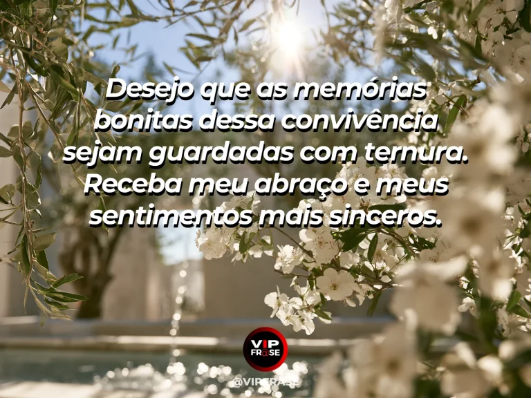 Frase de luto para confortar alguém, com raminhos de jasmim em mesa rústica.