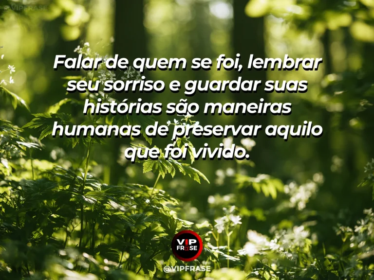 Frase de luto sobre saudade, com prateleira de memórias.