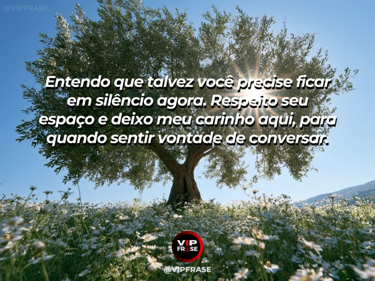 Frase de luto para enviar condolências, com árvore florida junto a caminho.