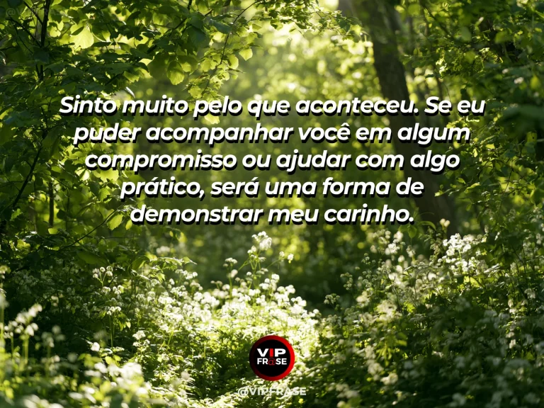 Frase de luto para enviar condolências, com caminho ladeado por hortênsias brancas.
