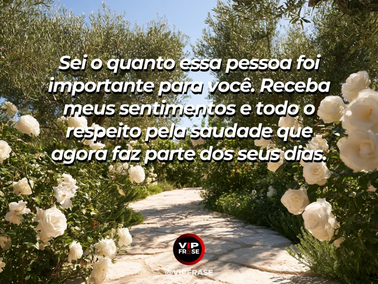 Frase de luto para confortar alguém, com árvore florida junto a caminho.
