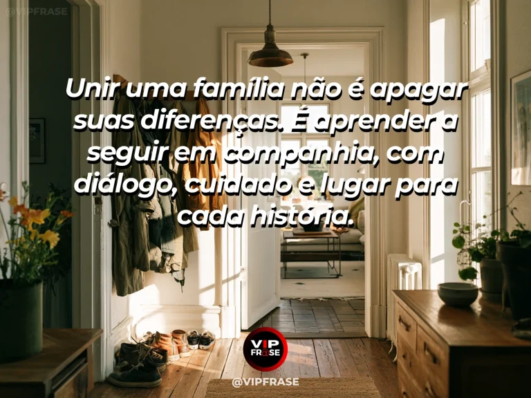 Frase sobre família e o sentido de caminhar juntos, com trilha larga ladeada por flores de cores diferentes rumo a casa ao sol.