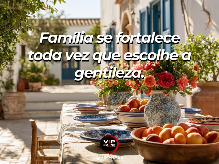 Frase sobre família e um vínculo que se renova, com plantas novas ao lado de flores antigas num pátio luminoso.