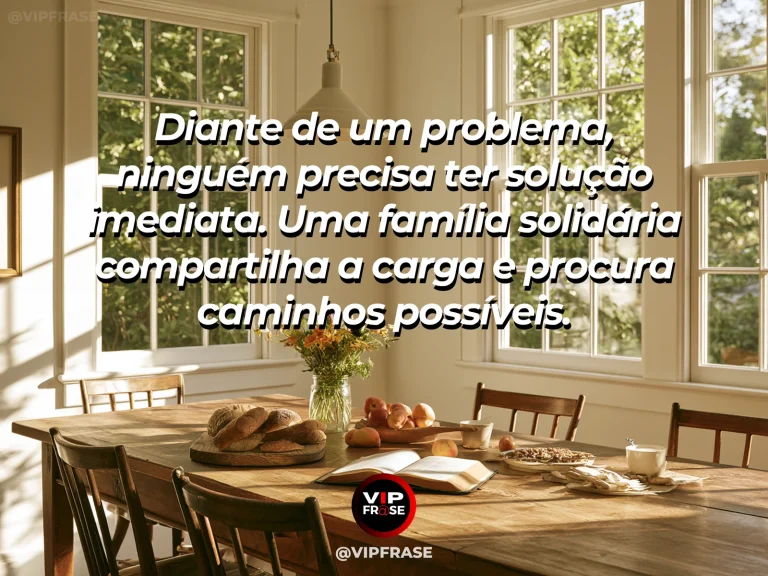 Frase sobre família e uma rede para dias difíceis, com jardim após chuva com raio de sol e cadeiras próximas.