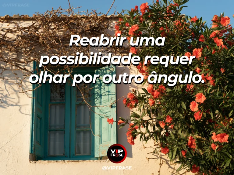 Arte com frase de recomeço sobre outro olhar para uma possibilidade, em cenário de ambiente acolhedor com luz natural.