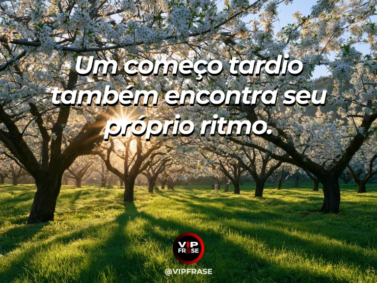 Arte com frase de recomeço sobre recomeçar no tempo certo, em cenário de ambiente acolhedor com luz natural.