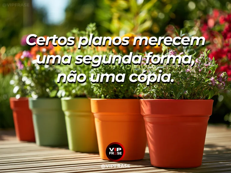 Arte com frase de recomeço sobre reinventar planos sem repetir modelos, em cenário de jardim e natureza iluminada.