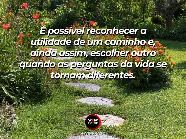 Frase de recomeço sobre respeitar o caminho antigo e escolher outro, com cenário de duas trilhas paralelas em campo de margaridas sob sol radiante.