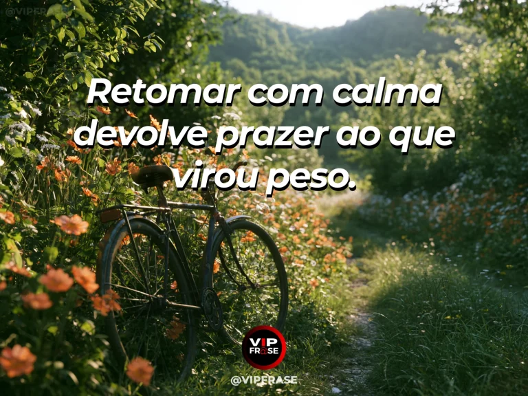 Arte com frase de recomeço sobre retomar com leveza e prazer, em cenário de jardim e natureza iluminada.