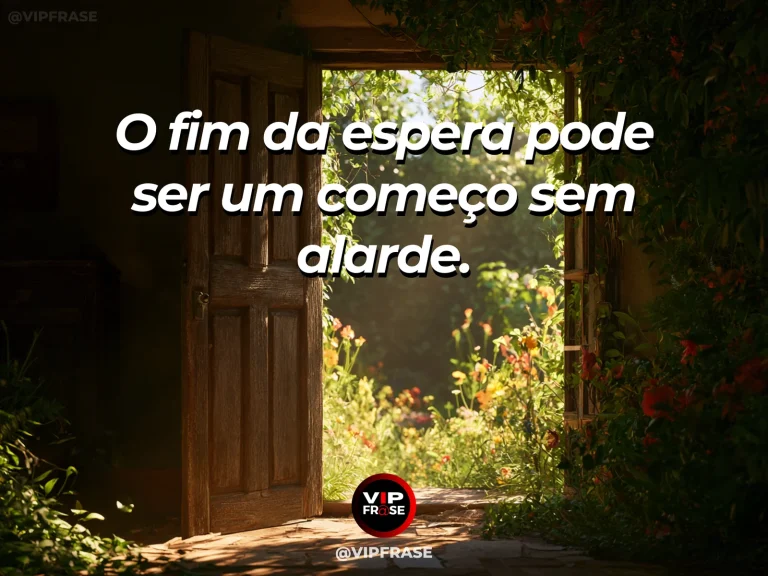 Arte com frase de recomeço sobre um começo discreto depois da espera, em cenário de jardim e natureza iluminada.