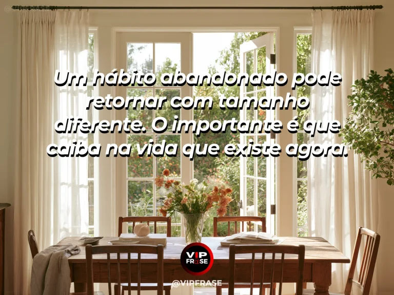 Arte com frase de recomeço sobre um hábito retomado de forma possível, em cenário de ambiente acolhedor com luz natural.
