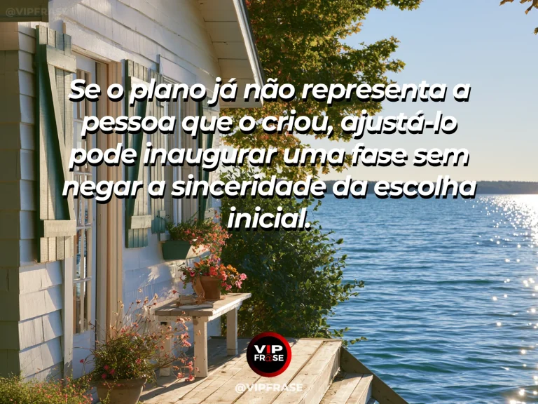 Frase de recomeço sobre um plano coerente com quem mudou, com cenário de janela ampla aberta sobre jardim restaurado de uma casa antiga.