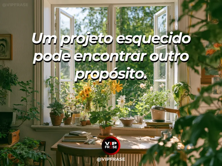 Arte com frase de recomeço sobre um projeto antigo com novo propósito, em cenário de ambiente acolhedor com luz natural.