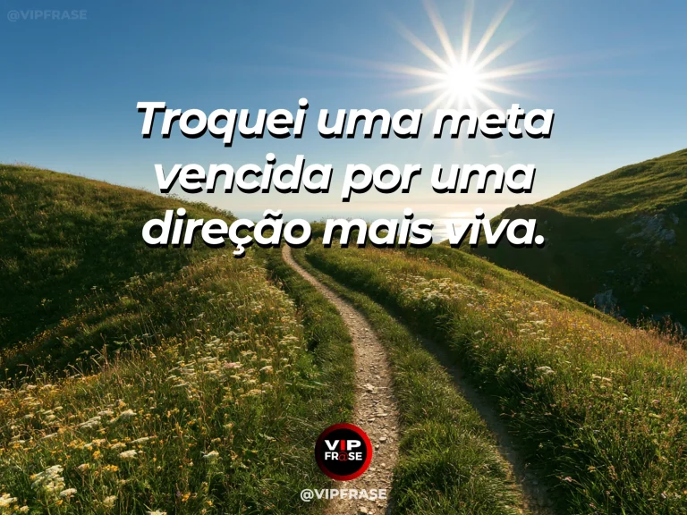 Arte com frase de recomeço sobre uma direção nova para seguir, em cenário de jardim e natureza iluminada.