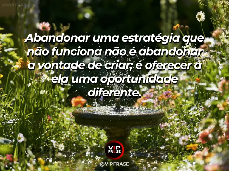 Arte com frase de recomeço sobre uma nova estratégia para continuar criando, em cenário de jardim e natureza iluminada.