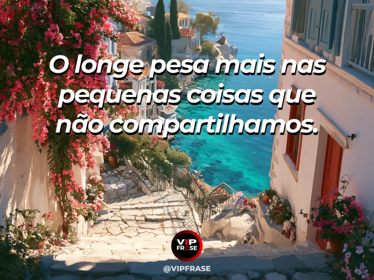 Arte de frase de saudade com terraço com vista para cidade distante e flores.
