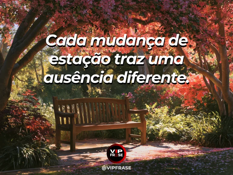 Arte de frase de saudade com árvores com folhas douradas e flores outonais.