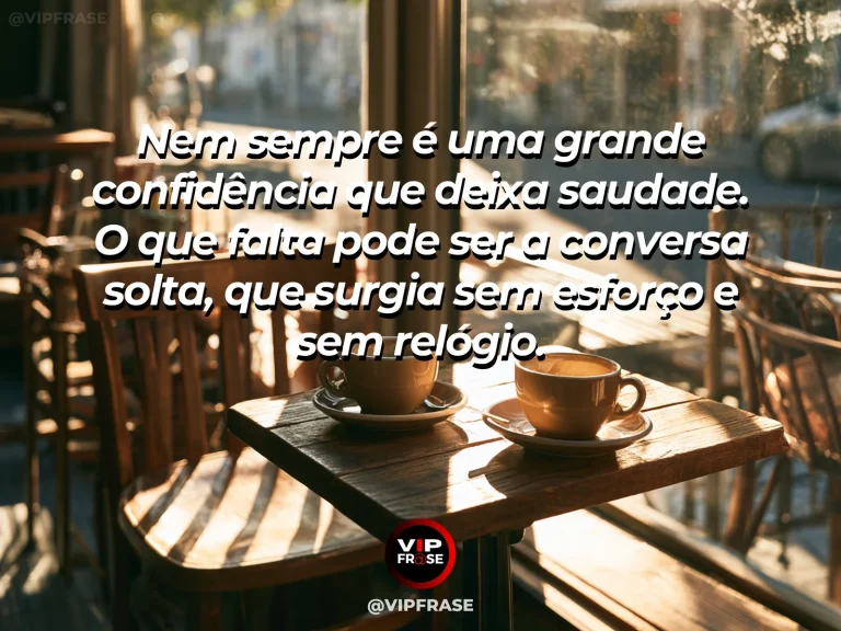 Arte de frase de saudade com mesa de jardim com duas cadeiras e xícaras vazias.