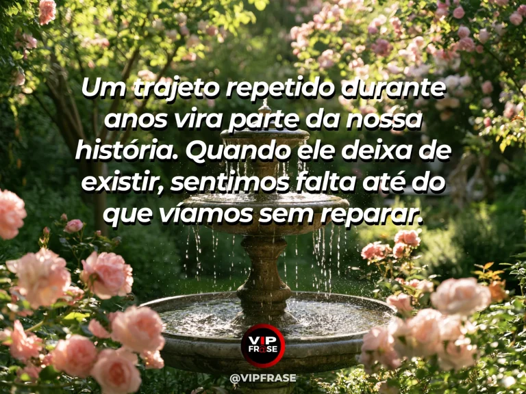 Arte de frase de saudade com trilha de pedras entre jardim colorido.