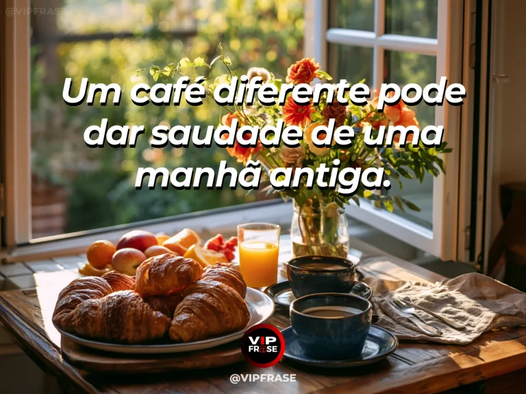 Arte de frase de saudade com duas xícaras de café à janela de casa ensolarada.