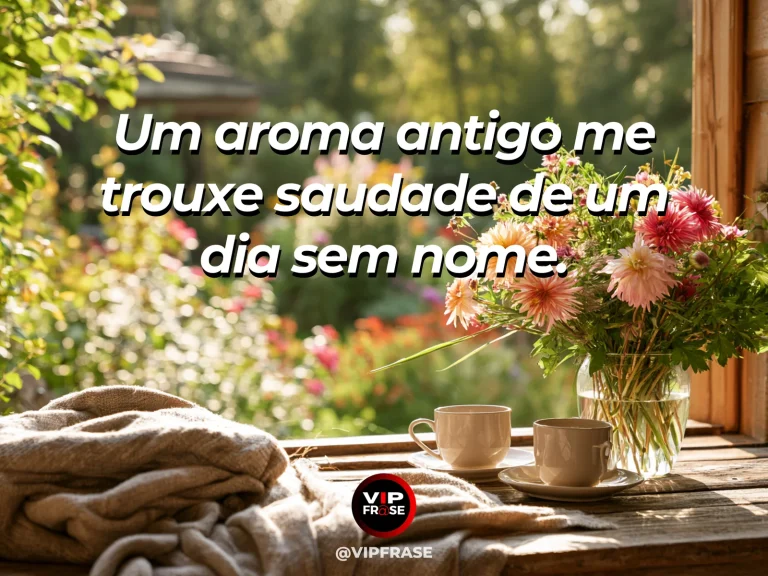 Frase de saudade sobre o instante que o cheiro devolveu, com flores de laranjeira próximas a uma janela iluminada.