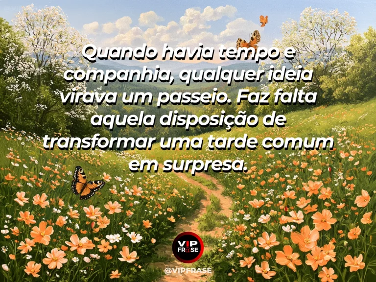 Arte de frase de saudade com caminho florido até pequeno café de vila.