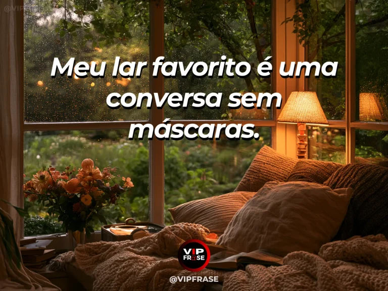 Frase de status sobre conversas onde posso ser eu com varanda aconchegante com duas cadeiras e chá sob flores.