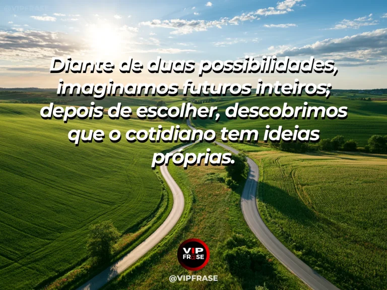 Frase sobre o contraste entre escolher e viver a escolha, com duas vielas bonitas se encontram numa praça com pequenos jardins e casas coloridas.