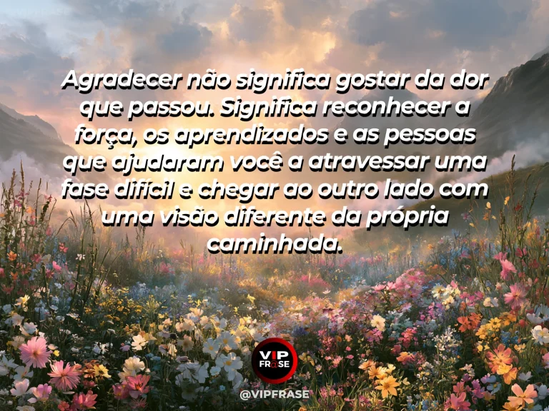 Mensagem de superação em jardim acolhedor no alto de uma colina ao pôr do sol, evocando gratidão pelo caminho e pelo apoio recebido.