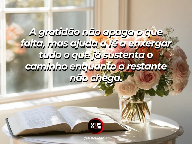 Frase de fé com vinhedo ao fim da tarde, com folhas iluminadas e frutos maduros.