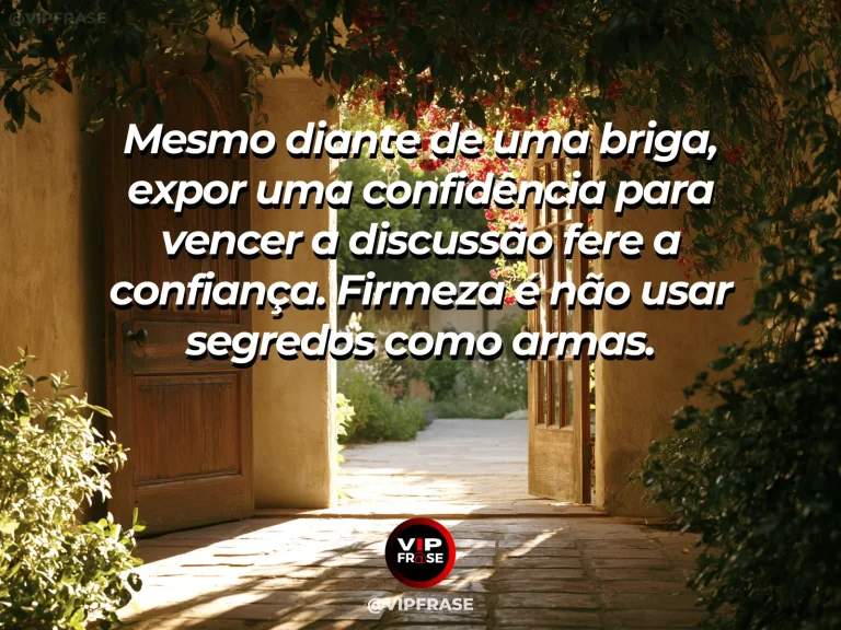Mensagem de força sobre guardar a confiança em meio ao conflito, com portão fechado de fortaleza de pedra antiga.