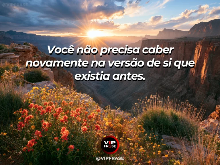 Frase de superação em cenário natural sobre há força em aceitar que mudou.