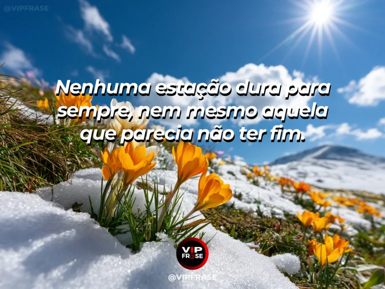 Frase de superação em spring flowers emerging from late snow.