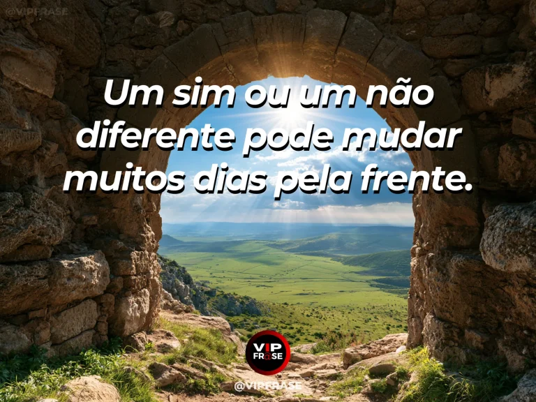 Frase de superação em cenário natural sobre há vitórias que começam na escolha certa.