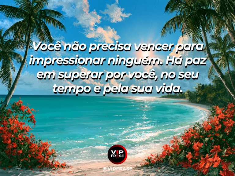 Mensagem de superação com campo aberto diante de lago tranquilo e céu amplo, representando liberdade de viver a própria caminhada.
