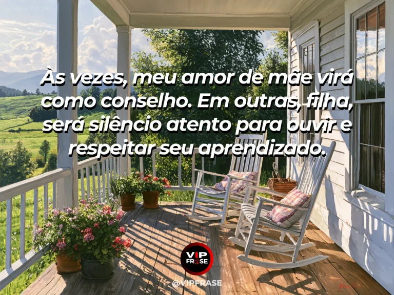 Frase de mãe para filha sobre o amor de mãe que também sabe ouvir, com cena luminosa e acolhedora.