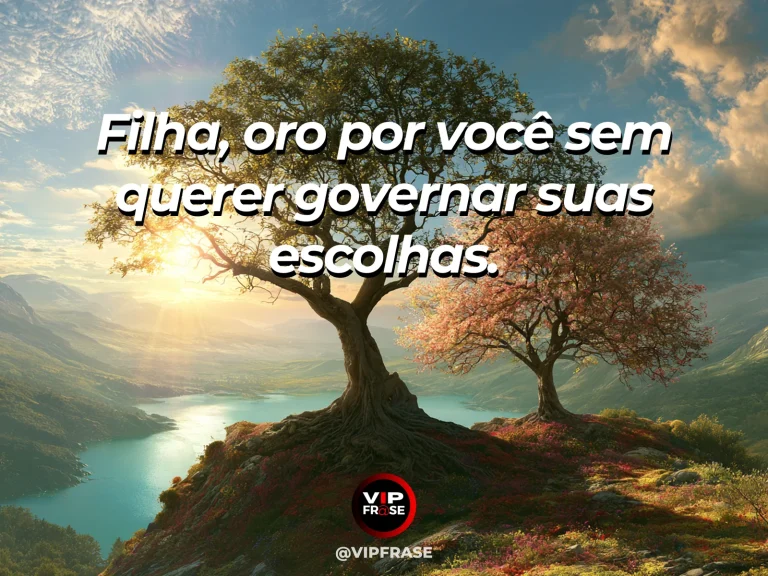 Frase de mãe para filha sobre oração materna sem controle, com cena luminosa e acolhedora.