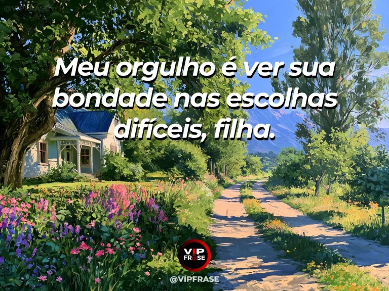 Frase de mãe para filha sobre orgulho de mãe pelas boas escolhas, com cena luminosa e acolhedora.