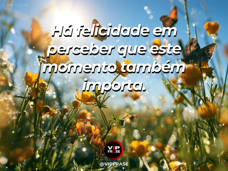 Mensagem sobre felicidade e alegria de viver, com butterfly garden.
