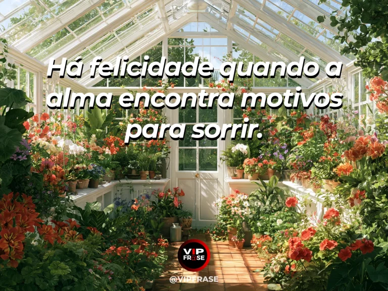 Mensagem sobre felicidade e alegria de viver, com fresh green garden.