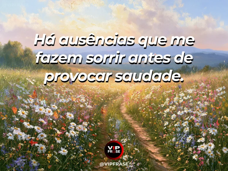 Mensagem de saudade sobre a lembrança que chega sorrindo, com campo de margaridas coloridas ao amanhecer.