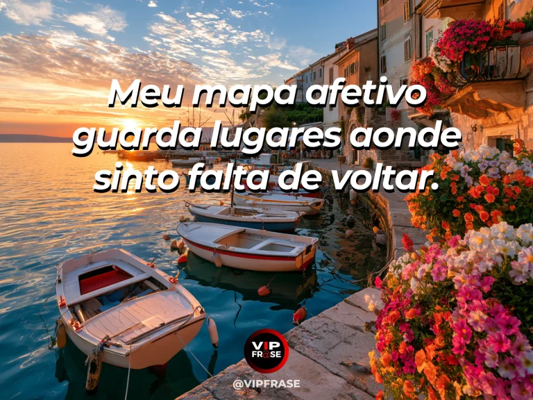 Mensagem de saudade sobre o mapa das coisas que faltam, com mapa dobrado sobre mesa de viagem com flores.