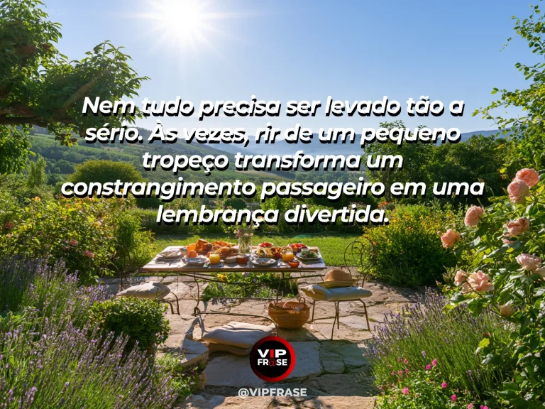 Mensagem sobre felicidade e felicidade sem tanta seriedade, com colorful garden picnic with casually scattered blossoms.