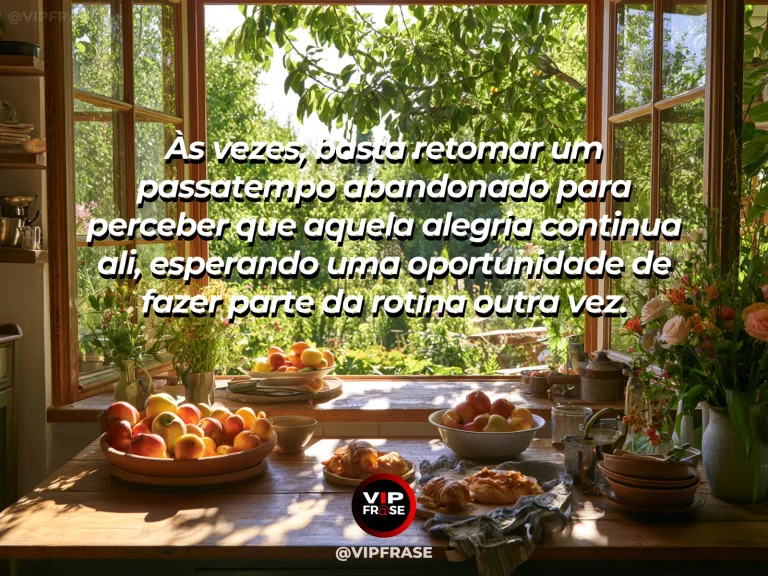 Mensagem sobre felicidade e quando a paixão antiga ganha vida nova, com cozy pottery worktable with flowers and morning sunshine.