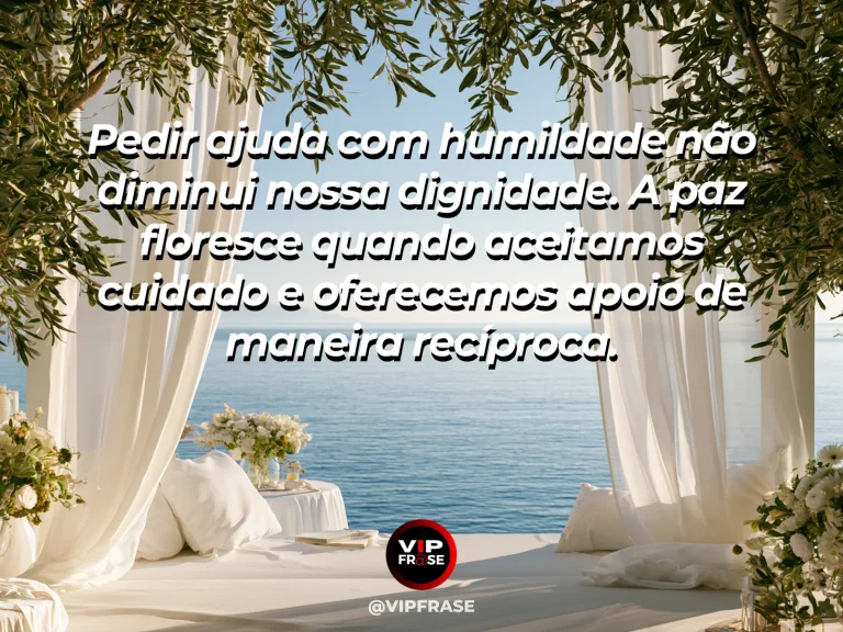Mensagem sobre a paz de reconhecer que precisamos uns dos outros, com pequena mesa e duas poltronas em terraço florido e acolhedor.