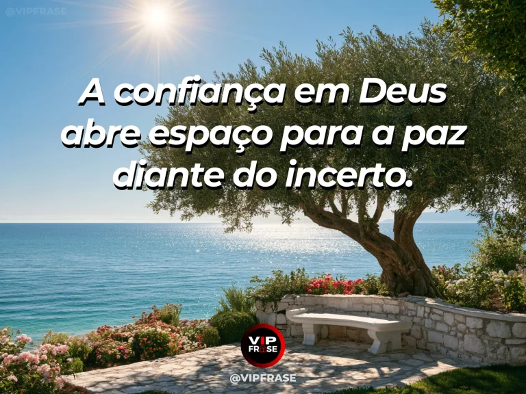Mensagem sobre descanso para quem não domina o futuro, com oliveira solitária sobre colina verde diante de céu azul luminoso.